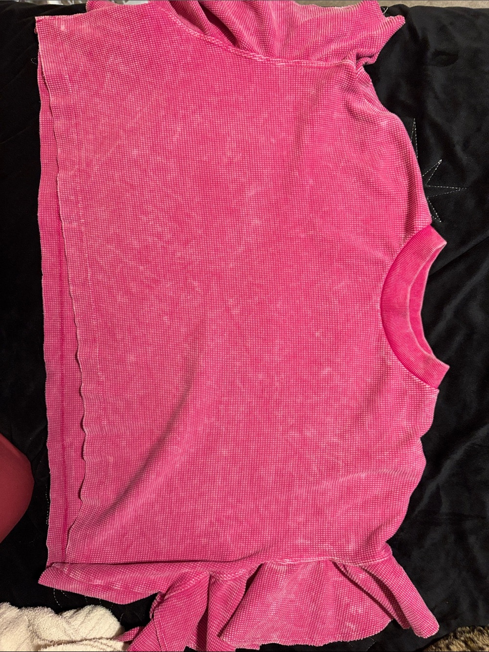Altar'd State Pink Ribbed Short-Sleeve Top